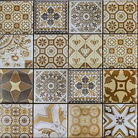 Самоклеюча панель ПВХ, декоративна плитка мозаїка для стін, Квадрат Орнамент 300х300х5 мм (СПП-604)