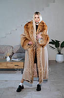 Пальто кашемірове довге з хутром лисиці Gold Fox