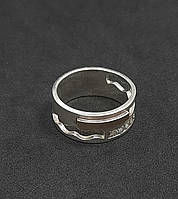 Серебряное кольцо с фианитами и золотыми пластинами БУ 875 пробы. Серебряные изделия бу в Украине