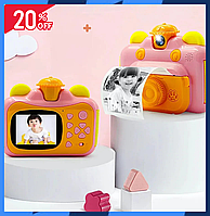 Детская цифровая камера в виде игрушки 12 МП 1080P с функцией мгновенной печати фотоапарат розовый