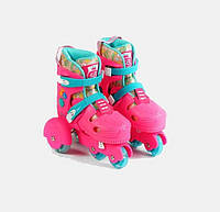 Роликовые коньки с защитой Best Roller 30 - 33 S светящиеся PU колёса Pink (141114)