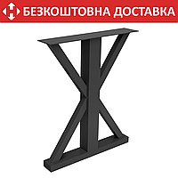 Опора ножка для стола из металла(1055) 600×100mm, H=730mm (профильная труба: 80x80mm)