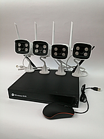 Комплект камер видеонаблюдения 4 шт, датчик движения, вайфай камера видеонаблюдения NVR KIT 601 WiFi 4CH, si