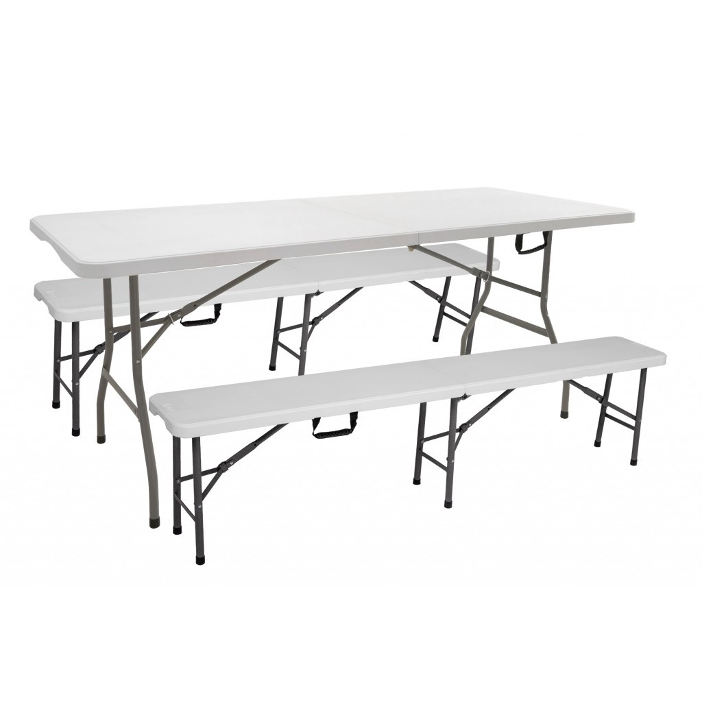 Набір меблів для пікніка (стіл розкладний 180 см + 2 лавки) Bonro Бонро білий (42400489), фото 1