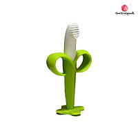 Силіконовий прорізувач щітка для зубів «Банан», зелений