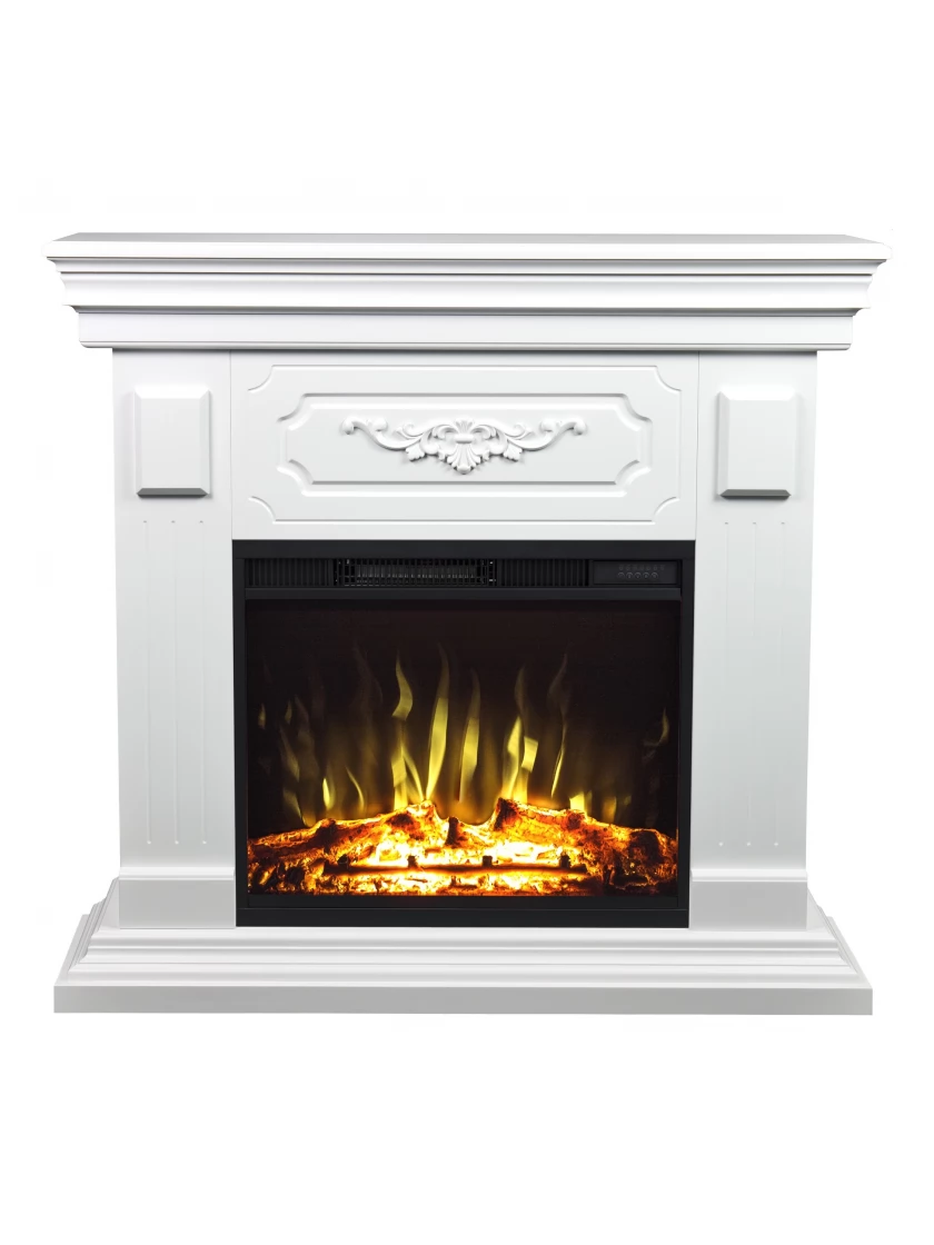 Підлоговий декоративний електрокамін з порталом, каминокомплект з обігрівом Aflamo RIVIA + LED 60 білий 102 см