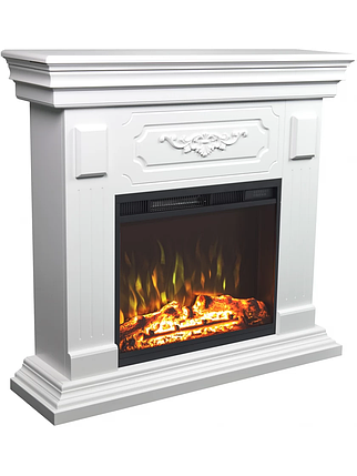 Підлоговий декоративний електрокамін з порталом, каминокомплект з обігрівом Aflamo RIVIA + LED 60 білий 102 см, фото 2