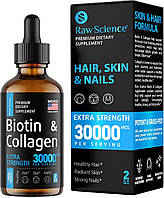 Жидкая добавка с коллагеном и биотином для роста волос Raw Science Liquid Collagen & Biotin 60 мл