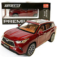 Машинка металлическая Toyota Highlander Hybrid Тойота Хайлендер Гибрид 1:24 джип красный звук звук свет откр