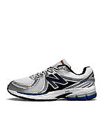 Мужские кроссовки New Balance 860 v2 White Black Navy черное белые кожаные повседневные кроссовки весна лето