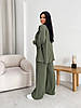 Жіночий Літній Вільний жіночий костюм-двійка Сорочка Штани з Креп Жатки Колір Хакі, фото 6