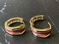 Женские позолоченные 18К серьги-конго (кольца) Xuping з розовой эмалью