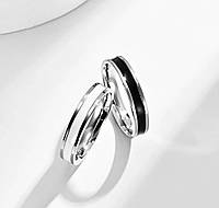 Парные обручальные кольца из титана + черная, белая вставка.