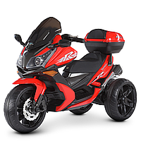 Мотоцикл M 4852EL-3  Bambi Racer, 1 акумулятор 12V/7AH, 2 мотори 35 W, шкіряні сидіння, EVA, червоний
