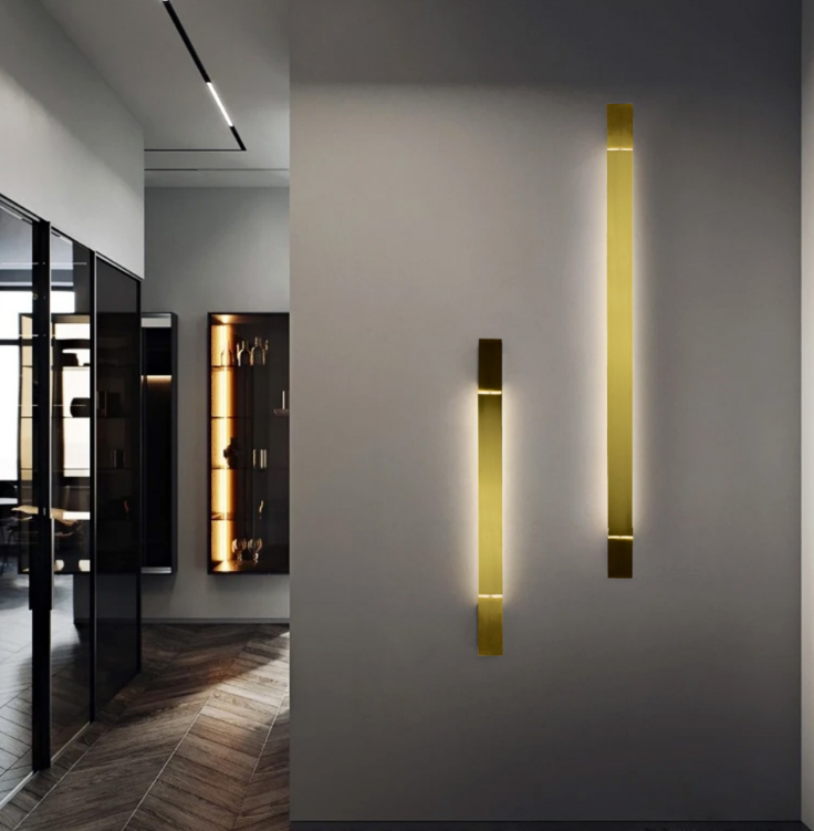 СУЧАСНІ ЛІНІЙНІ БРА В ЛАТУННОМУ КОЛЬОРІ ДОВЖИНОЮ 49СМ, 73СМ, 105СМ WB 1 AB, фото 1