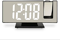 Зеркальные LED-часы с проекцией времени и регулировкой яркости, Часы-будильник проекционные с подсветкой