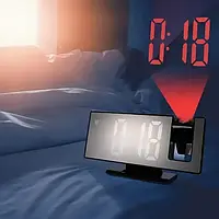 Настольные часы с будильником и светодиодным потолочным проектором, Стильные цифровые часы для дома Черные