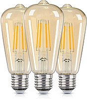 DGE 3Pack ST64 Edison Vintage светодиодные лампы с регулируемой яркостью, 6 Вт, 600 лм E27, винтовая лампа