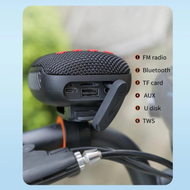 Портативная аккумуляторная мини колонка на велосипед, Влагоустойчивая колонка радио на руль велосипеда - фото 6 - id-p2135987814