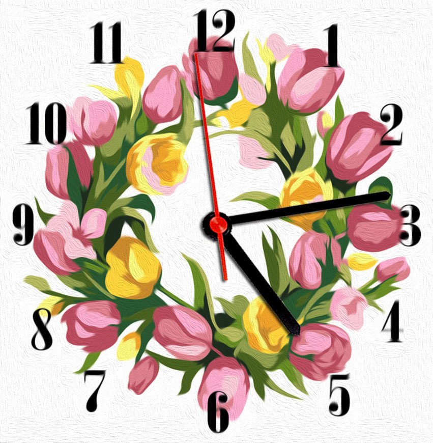 Годинник за номерами "Весняні квіти" 30*30 см