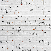 3д панели самоклейка, самоклеющиеся 3D панели для стен под белый кирпич, Звезды 700x770x5 мм (021)
