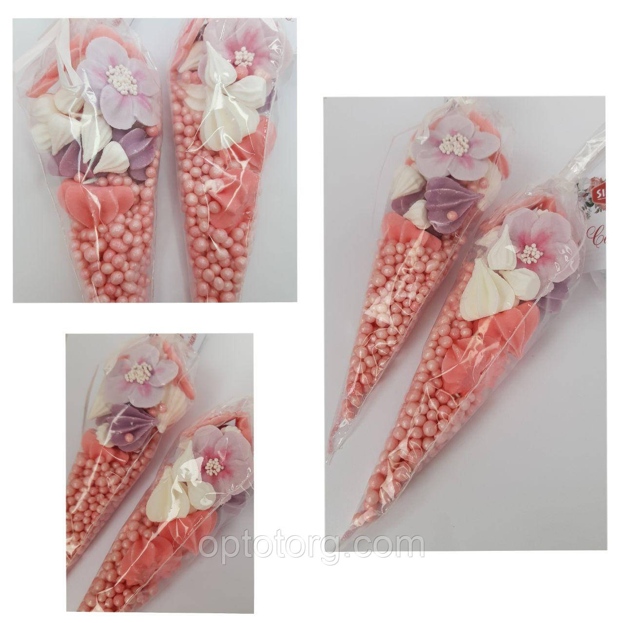 Посипка кондитерська "Набір Феєрія" рисові кульки і квіти, фото 1