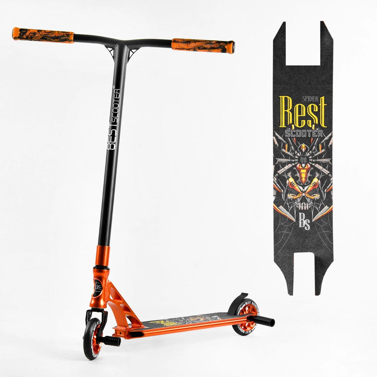 Трюковий самокат hic Best Scooter Spider 53880 Помаранчевий Крутий дитячий трюковий самокат