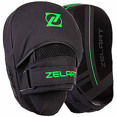 Лапа вигнута для боксу та єдиноборств ZELART VL-3093 розмір 24x18,5x5 см чорний-салатовий