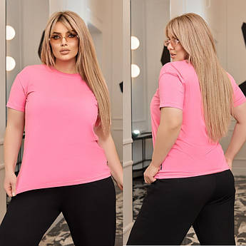 Однотонна бавовняна футболка батал