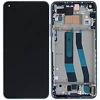 Дисплей Xiaomi Mi 11 Lite 4G, Mi 11 Lite 5G з тачскрином і рамкою, оригінал 100% Service Pack, Blue