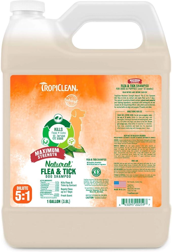 Натуральний шампунь захист від бліх і кліщів для собак TropiClean (ТропіКлін) Гвоздика та лемонграс 3.8 л
