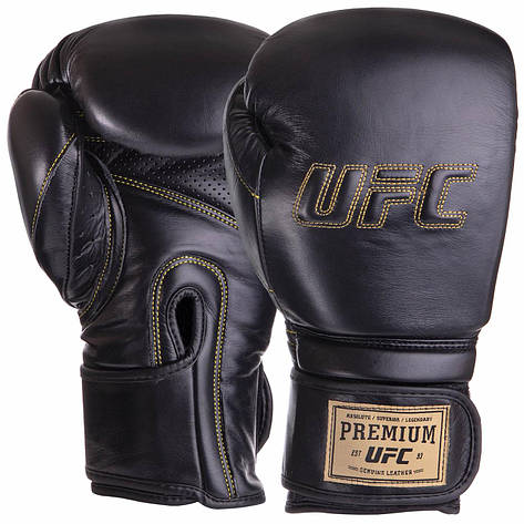 Рукавиці боксерські шкіряні UFC PRO Prem Hook & Loop UHK-75050 16 унцій Рукавички для боксу та єдиноборств, фото 1