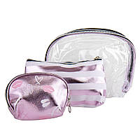 Набір із 3 косметичок "Мерлін", колір рожевий 21х18 см