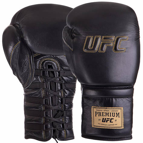 Рукавиці боксерські шкіряні на шнурівці UFC PRO Prem Lace Up UHK-75047 18 унцій Рукавички для боксу та єдиноборств, фото 1