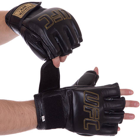 Рукавички для змішаних єдиноборств MMA шкіряні UFC PRO Prem UHK-75059 розмір L-XL Рукавички для боксу та єдиноборств, фото 1