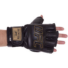 Рукавички для змішаних єдиноборств MMA шкіряні UFC PRO Prem UHK-75059 розмір L-XL Рукавички для боксу та єдиноборств, фото 3