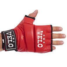 Рукавички для змішаних єдиноборств MMA шкіряні VELO ULI-4023 розмір S-XL кольори в асортименті Рукавички для боксу та єдиноборств, фото 4