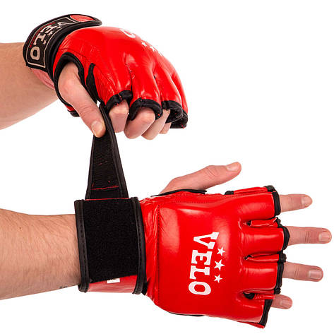 Рукавички для змішаних єдиноборств MMA шкіряні VELO ULI-4035 розмір S-XL кольори в асортименті Рукавички для боксу та єдиноборств, фото 1