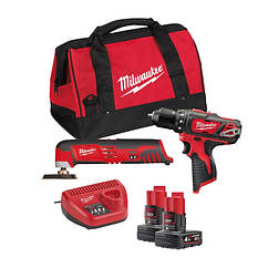 Акумуляторний дриль-шуруповерт Milwaukee M12 BDD-0 + Акумуляторний реноватор Milwaukee C12 MT-0 (12 В, 2х4