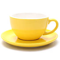 Чашка и блюдце для капучино и чая, набор, 220 мл, желтого цвета