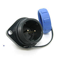 W17B3-02 SP17, вилка, PIN:2, IP68, 500В, 10A, soldering,for Flange,с защитной крышкой, с фланцами