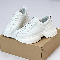Жіночі шкіряні кросівки молодіжні стильні білі натуральна шкіра