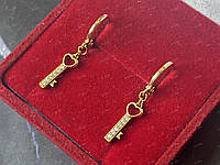 Женские серьги-конго Xuping (кольца) позолота 18К с камнями позолоченные Ключики Бархатном футляре