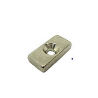 Magnet-20X10X3-4 Магнит неодимовый, прямоугольный, размеры: 20х10х3 (+/-0,5) мм. димаетр отверстия: 4 мм. N50.