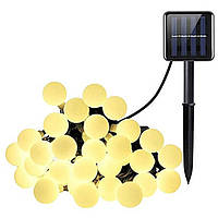 Сонячна гірлянда "Матові кульки", 50 ламп, 7,5 м, теплий білий