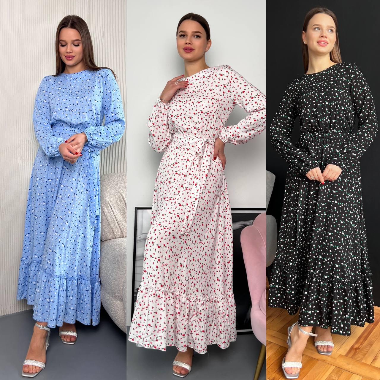 Сукня жіноча у ніжний квітковий принт довжина максі (Норма), фото 1