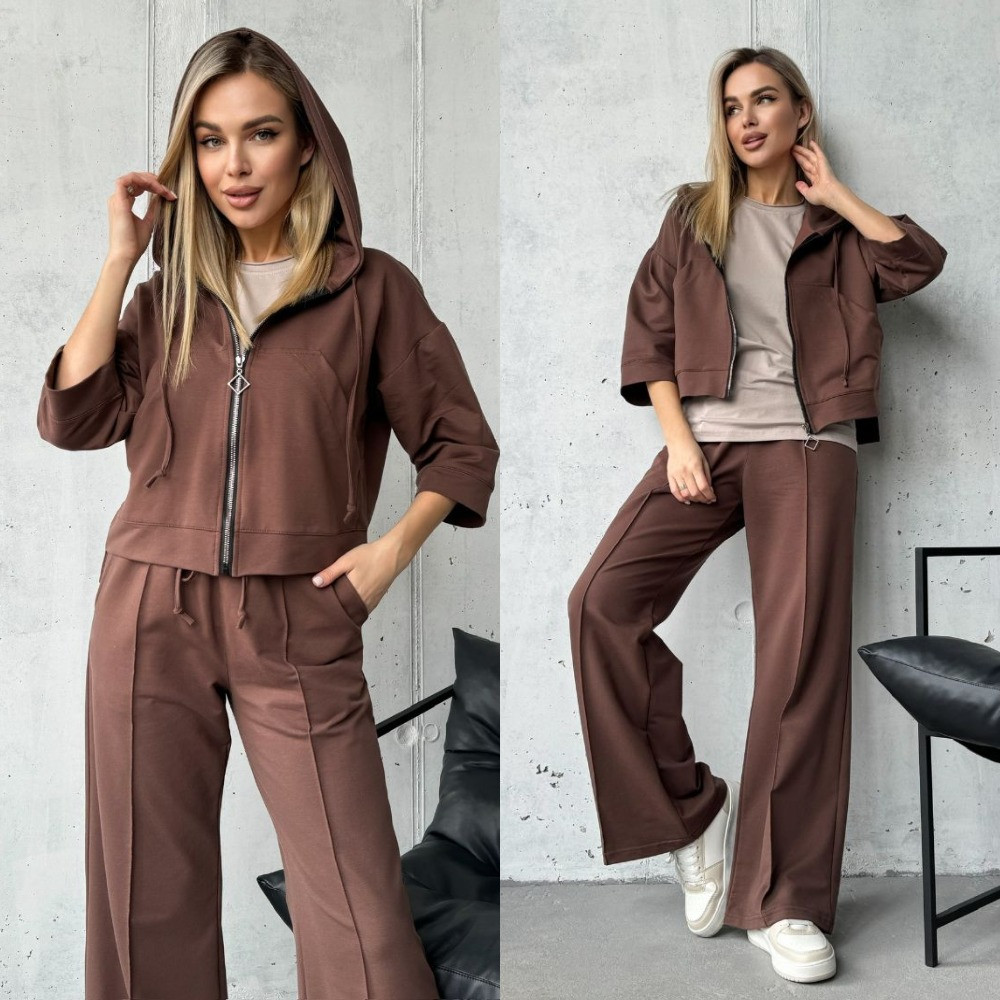 Жіночий весняний спорт костюм з укороченою кофтою, фото 1