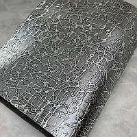 Екошкіра зі срібним принтом на чорному, 20*32 см, шт