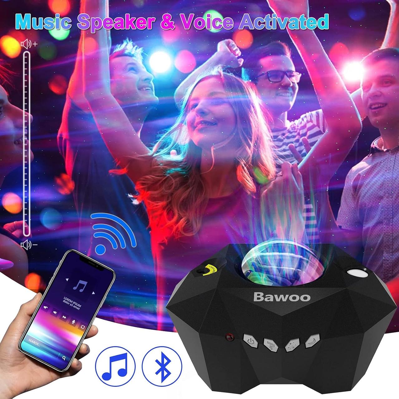 Нічник, різноколірний проектор Bawoo Starry Light Projector, 3 в 1 Багатобарвний LED Star Aurora Moon Light 360 °