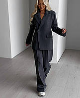 Класический женские серый костюм двойка блюки + пиджак строгий стиль